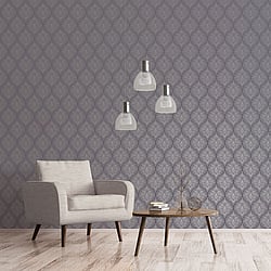 Galerie Wallcoverings Product Code: 7008 - Emporium Wallpaper Collection Galerie Wallcoverings Product Code 7008 - Emporium Wallpaper Collection - Purple Silver Colours - Emporium Ogee Design