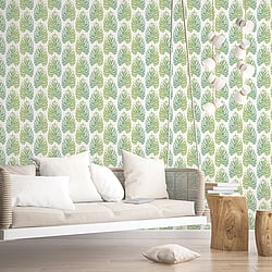 Galerie Wallcoverings Product Code: 7326 - Evergreen Wallpaper Collection Galerie Wallcoverings Product Code 7326 - Evergreen Wallpaper Collection - Green Turquoise Colours - Leaf Stripe Design