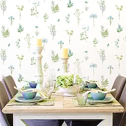 Galerie Wallcoverings Product Code: 7343 - Evergreen Wallpaper Collection Galerie Wallcoverings Product Code 7343 - Evergreen Wallpaper Collection - Aqua Colours - Botanical Design