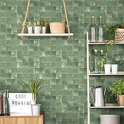 Galerie Wallcoverings Product Code: 7345 - Evergreen Wallpaper Collection Galerie Wallcoverings Product Code 7345 - Evergreen Wallpaper Collection - Dark Green Colours - Aqua Tile Design