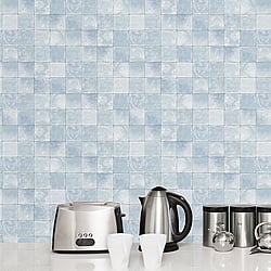 Galerie Wallcoverings Product Code: 7346 - Evergreen Wallpaper Collection Galerie Wallcoverings Product Code 7346 - Evergreen Wallpaper Collection - Light Blue Colours - Aqua Tile Design