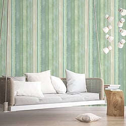 Galerie Wallcoverings Product Code: 7352 - Evergreen Wallpaper Collection Galerie Wallcoverings Product Code 7352 - Evergreen Wallpaper Collection - Green Turquoise Colours - Waterfall Stripe Design