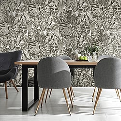 Galerie Wallcoverings Product Code: 81263 - Feel Wallpaper Collection Galerie Wallcoverings Product Code 81263 - Feel Wallpaper Collection - Grey Charcoal Ecru White Beige Colours - Elephant Leaf Design