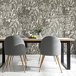 Galerie Wallcoverings Product Code: 81263 - Feel Wallpaper Collection Galerie Wallcoverings Product Code 81263 - Feel Wallpaper Collection - Grey Charcoal Ecru White Beige Colours - Elephant Leaf Design