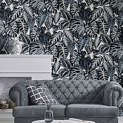 Galerie Wallcoverings Product Code: 81264 - Feel Wallpaper Collection Galerie Wallcoverings Product Code 81264 - Feel Wallpaper Collection - Navy Grey Cream Blue Colours - Elephant Leaf Design