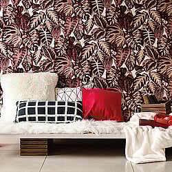 Galerie Wallcoverings Product Code: 81265 - Feel Wallpaper Collection Galerie Wallcoverings Product Code 81265 - Feel Wallpaper Collection - Red Burgundy Ecru Cream Peach Colours - Elephant Leaf Design