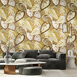 Galerie Wallcoverings Product Code: 81349 - Pepper Wallpaper Collection Galerie Wallcoverings Product Code 81349 - Pepper Wallpaper Collection - Curry Colours - Ficus Design