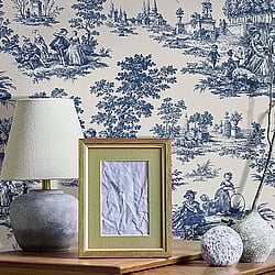 Galerie Wallcoverings Product Code: 84043 - Cottage Chic Wallpaper Collection Galerie Wallcoverings Product Code 84043 - Cottage Chic Wallpaper Collection - Blue Colours - Paesaggio Barocco Design
