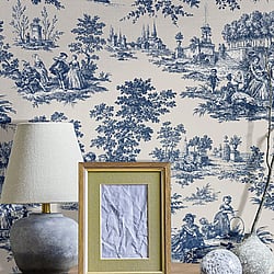 Galerie Wallcoverings Product Code: 84043 - Cottage Chic Wallpaper Collection Galerie Wallcoverings Product Code 84043 - Cottage Chic Wallpaper Collection - Blue Colours - Paesaggio Barocco Design