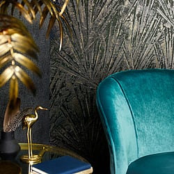 Galerie Wallcoverings Product Code: 95037 - Vault Wallpaper Collection Galerie Wallcoverings Product Code 95037 - Vault Wallpaper Collection - Black Colours - If you want the wow factor - this design is your choice. Different textures collide with variations in tones and colours for an abstract industrial effect that will inject some life into your scheme. Emulating plastermarks but in a fanning palm shape, you get a natural look with an industrial edge - resulting in the best of both worlds! Design