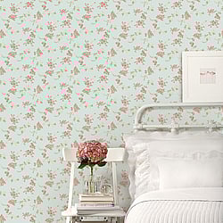 Galerie Wallcoverings Product Code: AB27659 - Abby Rose 3 Wallpaper Collection Galerie Wallcoverings Product Code AB27659 - Abby Rose 3 Wallpaper Collection - Turquoise Red Green Colours - Chic Rose Design