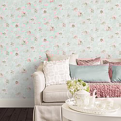 Galerie Wallcoverings Product Code: AB42417 - Abby Rose 3 Wallpaper Collection Galerie Wallcoverings Product Code AB42417 - Abby Rose 3 Wallpaper Collection - Teal Pink Colours - Morning Dew Design