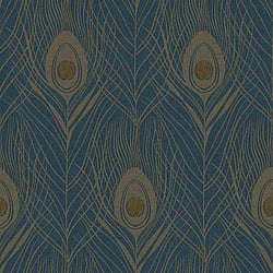 Galerie Wallcoverings Product Code: AC60004 - Absolutely Chic Wallpaper Collection Galerie Wallcoverings Product Code AC60004 - Absolutely Chic Wallpaper Collection - Blue Yellow Metallic Colours - Peacock Feather Motif Design