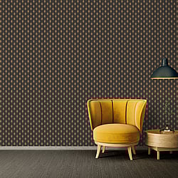 Galerie Wallcoverings Product Code: AC60022 - Absolutely Chic Wallpaper Collection Galerie Wallcoverings Product Code AC60022 - Absolutely Chic Wallpaper Collection - Brown Metallic Black Colours - Art Deco Style Geometric Motif Design