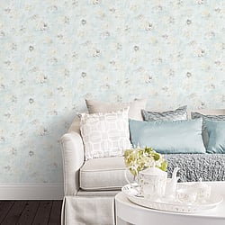 Galerie Wallcoverings Product Code: AF37709 - Abby Rose 4 Wallpaper Collection Galerie Wallcoverings Product Code AF37709 - Abby Rose 4 Wallpaper Collection - Turquoise Grey Cream Colours - Morning Dew Design