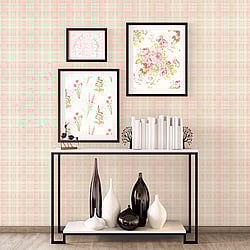 Galerie Wallcoverings Product Code: AF37723 - Abby Rose 4 Wallpaper Collection Galerie Wallcoverings Product Code AF37723 - Abby Rose 4 Wallpaper Collection - Turquoise Pink Cream Colours - Check Plaid Design