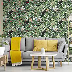 Galerie Wallcoverings Product Code: AM30001 - Amazonia Wallpaper Collection Galerie Wallcoverings Product Code AM30001 - Amazonia Wallpaper Collection - Green Colours - Tropical Birds Design