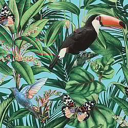 Galerie Wallcoverings Product Code: AM30002 - Amazonia Wallpaper Collection Galerie Wallcoverings Product Code AM30002 - Amazonia Wallpaper Collection - Turquoise Multi-Coloured Colours - Tropical Birds Design