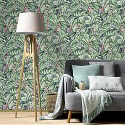 Galerie Wallcoverings Product Code: AM30003 - Amazonia Wallpaper Collection Galerie Wallcoverings Product Code AM30003 - Amazonia Wallpaper Collection - Green Pink Colours - Tropical Print Design