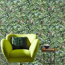 Galerie Wallcoverings Product Code: AM30004 - Amazonia Wallpaper Collection Galerie Wallcoverings Product Code AM30004 - Amazonia Wallpaper Collection - Blue Green Colours - Tropical Print Design