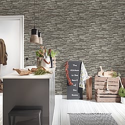 Galerie Wallcoverings Product Code: BB51148 - Bricks And More Wallpaper Collection Galerie Wallcoverings Product Code BB51148 - Bricks And More Wallpaper Collection - Cream Grey Black Colours - Graceful Granite Motif Design