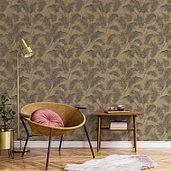 Galerie Wallcoverings Product Code: BL22761 - Botanica Wallpaper Collection Galerie Wallcoverings Product Code BL22761 - Botanica Wallpaper Collection - Yellow Gold Dark Brown Colours - Tropical Leaves Design