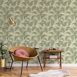 Galerie Wallcoverings Product Code: BL22763 - Botanica Wallpaper Collection Galerie Wallcoverings Product Code BL22763 - Botanica Wallpaper Collection - Green Colours - Tropical Leaves Design