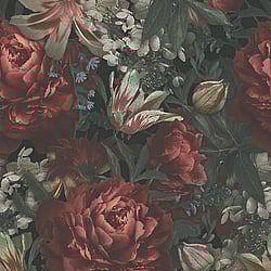 Galerie Wallcoverings Product Code: BW51000 - Blooming Wild Wallpaper Collection Galerie Wallcoverings Product Code BW51000 - Blooming Wild Wallpaper Collection - Green Red Colours - Antique Floral Motif Design
