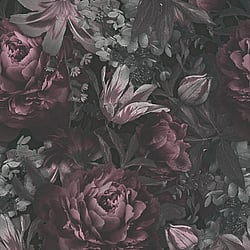 Galerie Wallcoverings Product Code: BW51004 - Blooming Wild Wallpaper Collection Galerie Wallcoverings Product Code BW51004 - Blooming Wild Wallpaper Collection - Grey Black Pink Colours - Antique Floral Motif Design