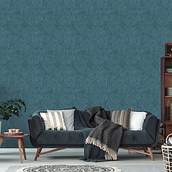 Galerie Wallcoverings Product Code: BW51008 - Blooming Wild Wallpaper Collection Galerie Wallcoverings Product Code BW51008 - Blooming Wild Wallpaper Collection - Blue Colours - Feather Palm Motif Design