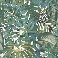 Galerie Wallcoverings Product Code: BW51023 - Blooming Wild Wallpaper Collection Galerie Wallcoverings Product Code BW51023 - Blooming Wild Wallpaper Collection - Blue Green Cream Colours - Tropical Leaf Motif Design