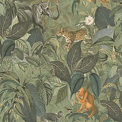 Galerie Wallcoverings Product Code: BW51024 - Blooming Wild Wallpaper Collection Galerie Wallcoverings Product Code BW51024 - Blooming Wild Wallpaper Collection - Green Brown Colours - Amazon Motif Design