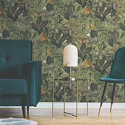 Galerie Wallcoverings Product Code: BW51024 - Blooming Wild Wallpaper Collection Galerie Wallcoverings Product Code BW51024 - Blooming Wild Wallpaper Collection - Green Brown Colours - Amazon Motif Design