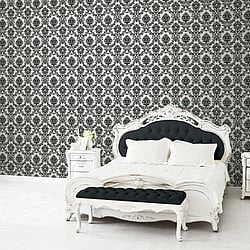Galerie Wallcoverings Product Code: CI38219 - Classic Silks 4 Wallpaper Collection Galerie Wallcoverings Product Code CI38219 - Classic Silks 4 Wallpaper Collection - Silver, Black Colours - Classic Damask Design
