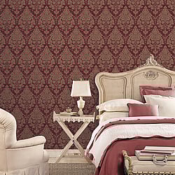 Galerie Wallcoverings Product Code: CI38221 - Classic Silks 4 Wallpaper Collection Galerie Wallcoverings Product Code CI38221 - Classic Silks 4 Wallpaper Collection - Cranberry,Gold Colours - Damask Design