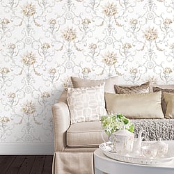 Galerie Wallcoverings Product Code: CI38229 - Classic Silks 4 Wallpaper Collection Galerie Wallcoverings Product Code CI38229 - Classic Silks 4 Wallpaper Collection - Yellow Lt.Pink Grey Colours - Ornamental Floral Design