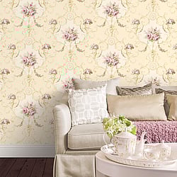 Galerie Wallcoverings Product Code: CI38230 - Classic Silks 4 Wallpaper Collection Galerie Wallcoverings Product Code CI38230 - Classic Silks 4 Wallpaper Collection - Lt.Cream Pink Green Colours - Ornamental Floral Design