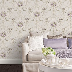 Galerie Wallcoverings Product Code: CI38231 - Classic Silks 4 Wallpaper Collection Galerie Wallcoverings Product Code CI38231 - Classic Silks 4 Wallpaper Collection - Beige Purple Yellow Colours - Ornamental Floral Design