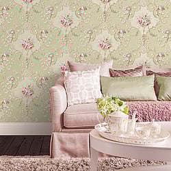 Galerie Wallcoverings Product Code: CI38232 - Classic Silks 4 Wallpaper Collection Galerie Wallcoverings Product Code CI38232 - Classic Silks 4 Wallpaper Collection - Green Pink Blue Colours - Ornamental Floral Design