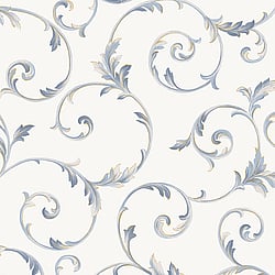 Galerie Wallcoverings Product Code: CI38237 - Classic Silks 4 Wallpaper Collection Galerie Wallcoverings Product Code CI38237 - Classic Silks 4 Wallpaper Collection - Off-White Navy Metallic Gold Colours - Scroll Design