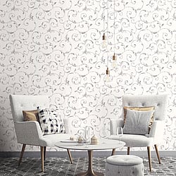 Galerie Wallcoverings Product Code: CI38239 - Classic Silks 4 Wallpaper Collection Galerie Wallcoverings Product Code CI38239 - Classic Silks 4 Wallpaper Collection - Stone Grey Metallic Silver Colours - Scroll Design