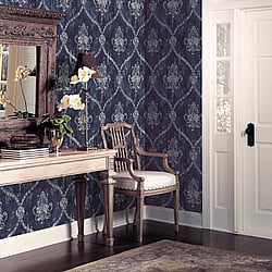 Galerie Wallcoverings Product Code: CI38252 - Classic Silks 4 Wallpaper Collection Galerie Wallcoverings Product Code CI38252 - Classic Silks 4 Wallpaper Collection - Blue, Silver Colours - Regal Damask Design