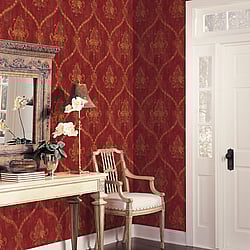 Galerie Wallcoverings Product Code: CI38254 - Classic Silks 4 Wallpaper Collection Galerie Wallcoverings Product Code CI38254 - Classic Silks 4 Wallpaper Collection - Red, Tan, Ochre, Terra Cotta Colours - Regal Damask Design
