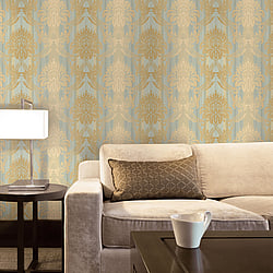 Galerie Wallcoverings Product Code: CI38264 - Classic Silks 4 Wallpaper Collection Galerie Wallcoverings Product Code CI38264 - Classic Silks 4 Wallpaper Collection - Blue, Beige Colours - String Damask Design