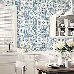Galerie Wallcoverings Product Code: CK36622 - Kitchen Style 3 Wallpaper Collection Galerie Wallcoverings Product Code CK36622 - Kitchen Style 3 Wallpaper Collection - Blue White Colours - Retro Tiles Design