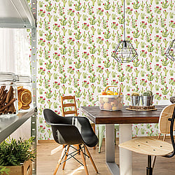 Galerie Wallcoverings Product Code: CK36630 - Kitchen Style 3 Wallpaper Collection Galerie Wallcoverings Product Code CK36630 - Kitchen Style 3 Wallpaper Collection - Green Red Colours - Cactus Motif Design