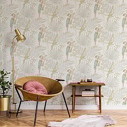 Galerie Wallcoverings Product Code: CM27002 - Botanica Wallpaper Collection Galerie Wallcoverings Product Code CM27002 - Botanica Wallpaper Collection - Pink Colours - Tropical Parrot Design