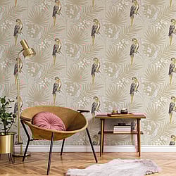 Galerie Wallcoverings Product Code: CM27003 - Botanica Wallpaper Collection Galerie Wallcoverings Product Code CM27003 - Botanica Wallpaper Collection - Yellow Black Colours - Tropical Parrot Design