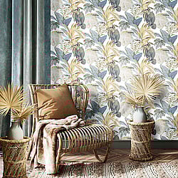 Galerie Wallcoverings Product Code: CM27016 - Botanica Wallpaper Collection Galerie Wallcoverings Product Code CM27016 - Botanica Wallpaper Collection - Blue Colours - Bali Foliage Design