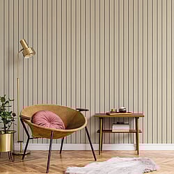 Galerie Wallcoverings Product Code: CM27053 - Botanica Wallpaper Collection Galerie Wallcoverings Product Code CM27053 - Botanica Wallpaper Collection - Beige Black Colours - Classic Stripe Design